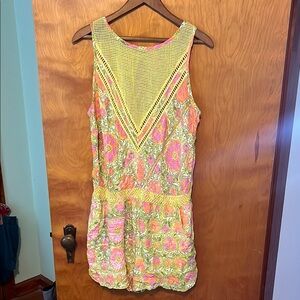 Plenty by Tracy Reese Orvieto Yellow and Pink Floral Romper